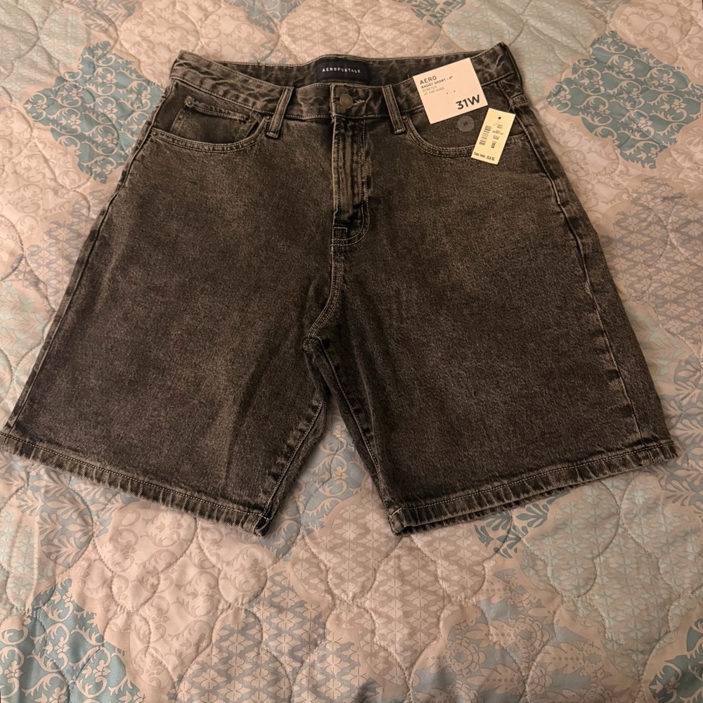 Aeropostale Men's Washed Charcoal Cargo Shorts